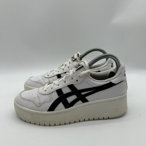 Women Size 7 Asics Japan S Platform Casual White/Black Leather Sneaker 1202A024 - Picture 4 of 10